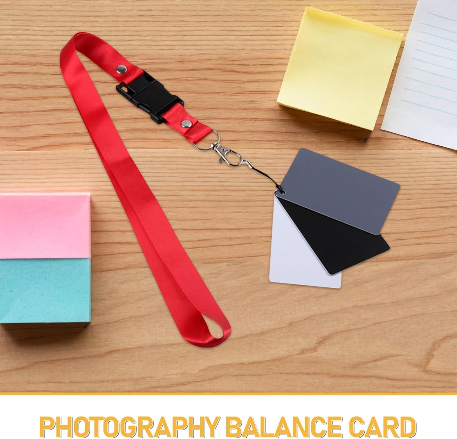 OUNONA 2pcs White Balance Grey Cards with Strap for Photography Exposure Calibration, Black White Grey Reference Board for DSLR Camera and Video Shooting