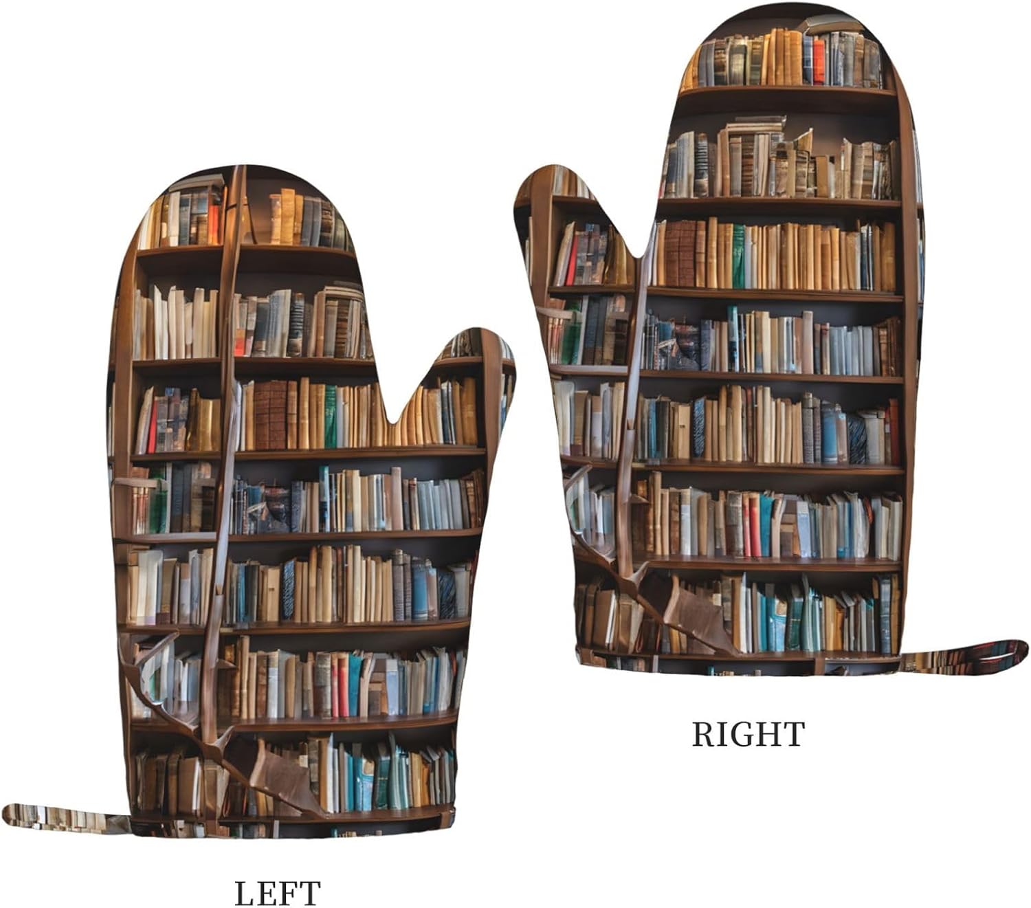 Books Oven Mitts and Pot Holders Set of 4 Heat Resistant Kitchen Gloves with Silicone Palm Hot Pads for Baking Cooking Grilling BBQ