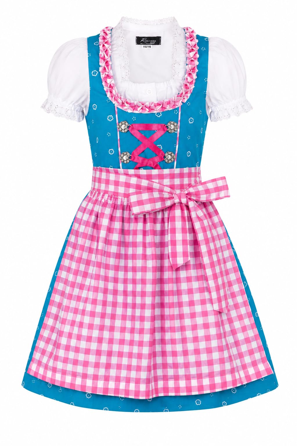 Ramona Lippert Kinderdirndl Luna Türkis, 3-teilig mit Bluse und Schürze