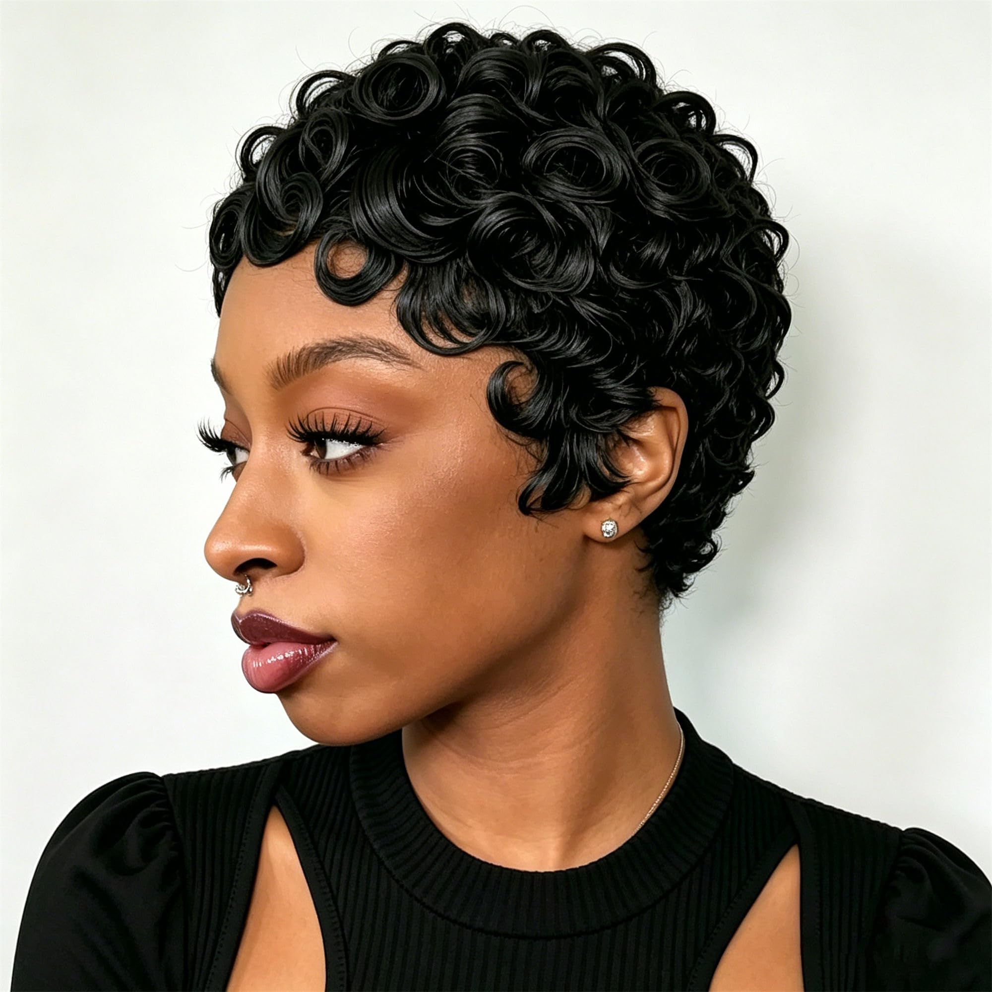 8 Inch Pixie Cut Wig 100% Brazilian Virgin Human Hair Glueless Full Machine Made Amazon.com : YOUKNOWIG Pixie Cut Straight Short Bob Wig for  main image 3