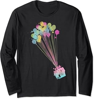 Disney Pixar Up Water Color House Balloons Long Sleeve