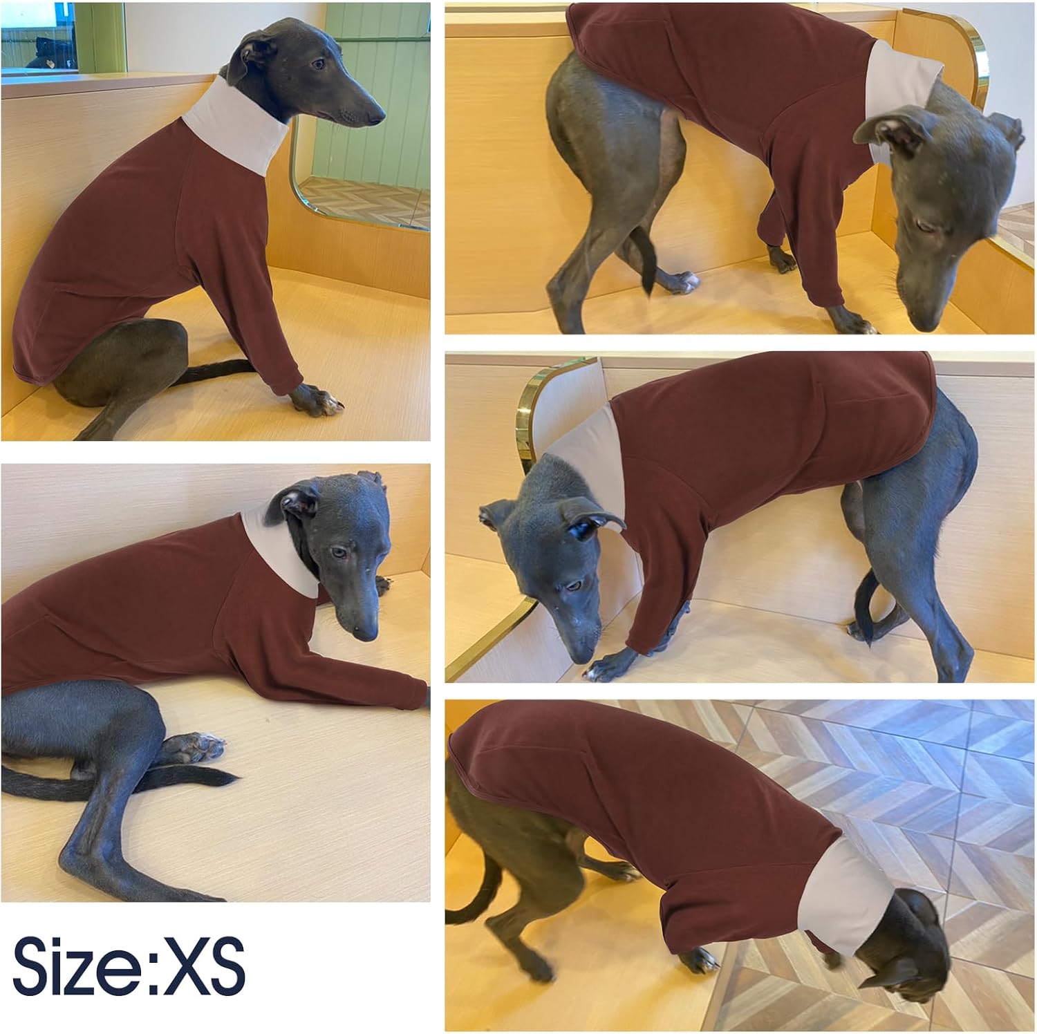 IECOii Greyhound Sweater, Turtleneck Italian Greyhound Sweater Thermal,Greyhound Cozy Fleece Jumper Winter Outfit,Whippet Fleeces Sweater,Greyhound Dog Jumpsuit for Whippet Lurcher Salukis,Medium
