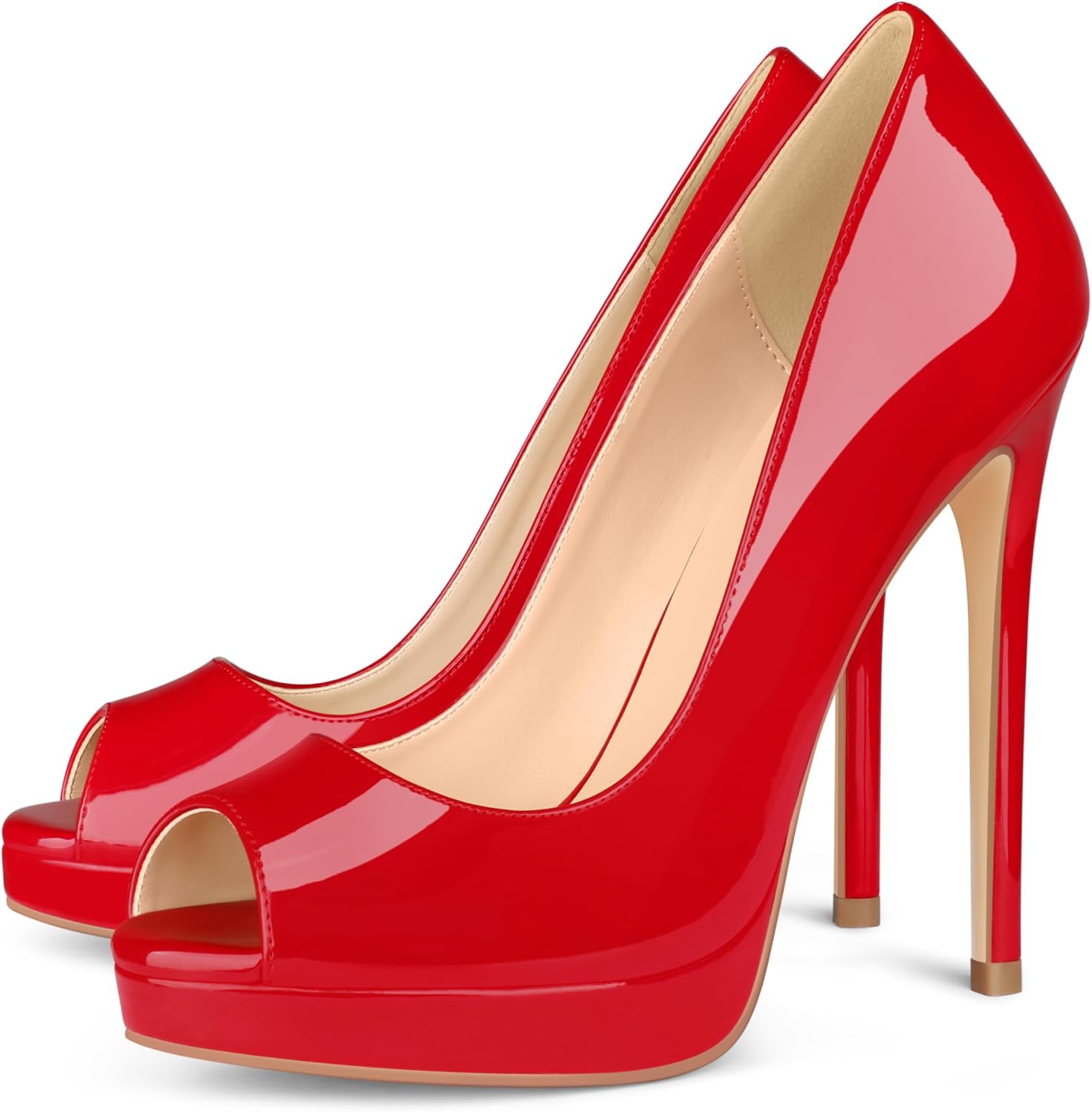 MERUMOTE Women's Peep Toe Heels Platform Stiletto Heels 5 Inch for Party Prom