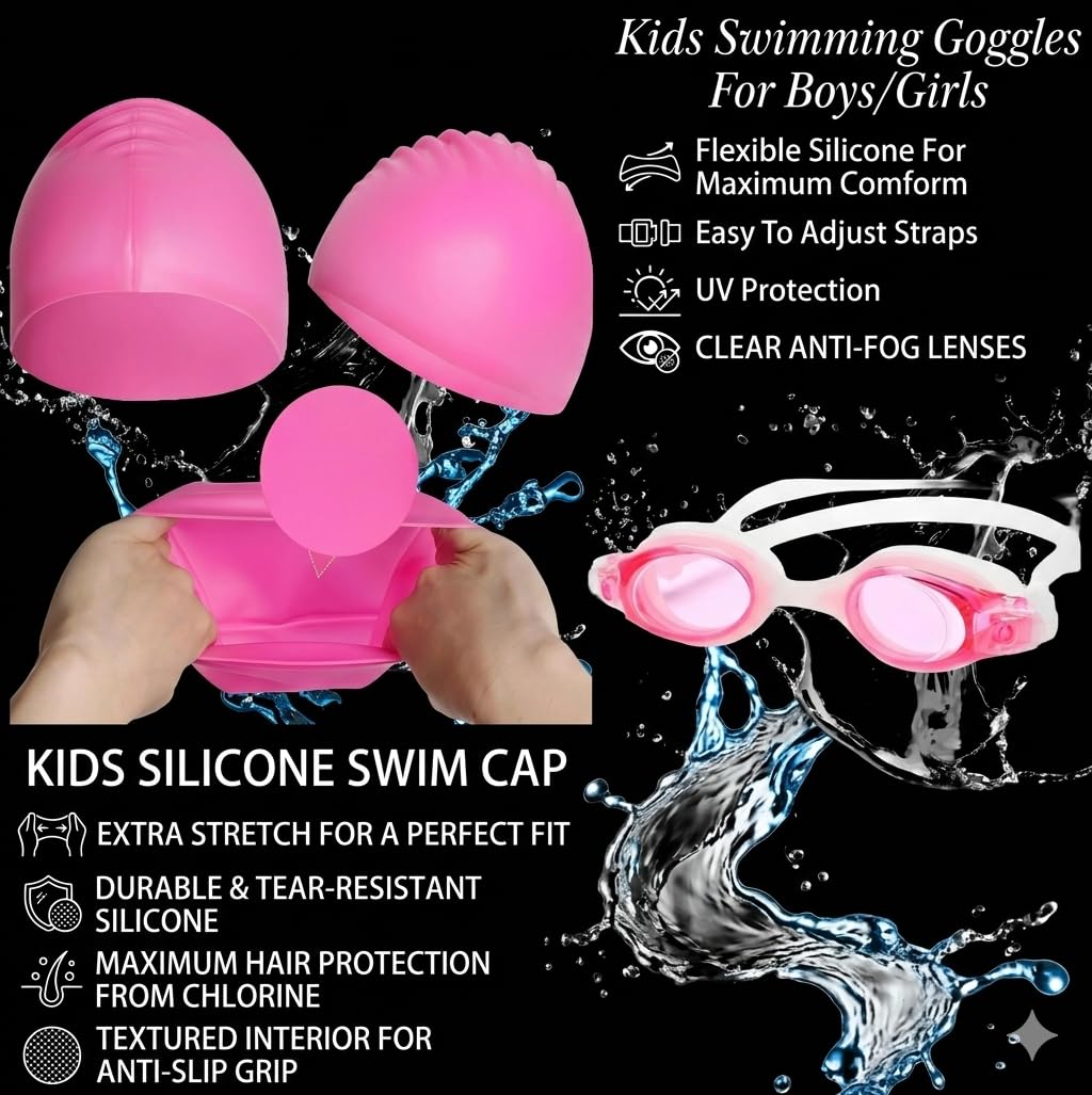 ASTER APPARELS Girls Swimming Dress Combo Set with Cap, Goggles, Tube, Nose Clip and Ear Plugs | Girls Swimming Costume with Accessories | Age 2-13 Years (in, Age, 7 Years, 8 Years, Regular, Orange) 4