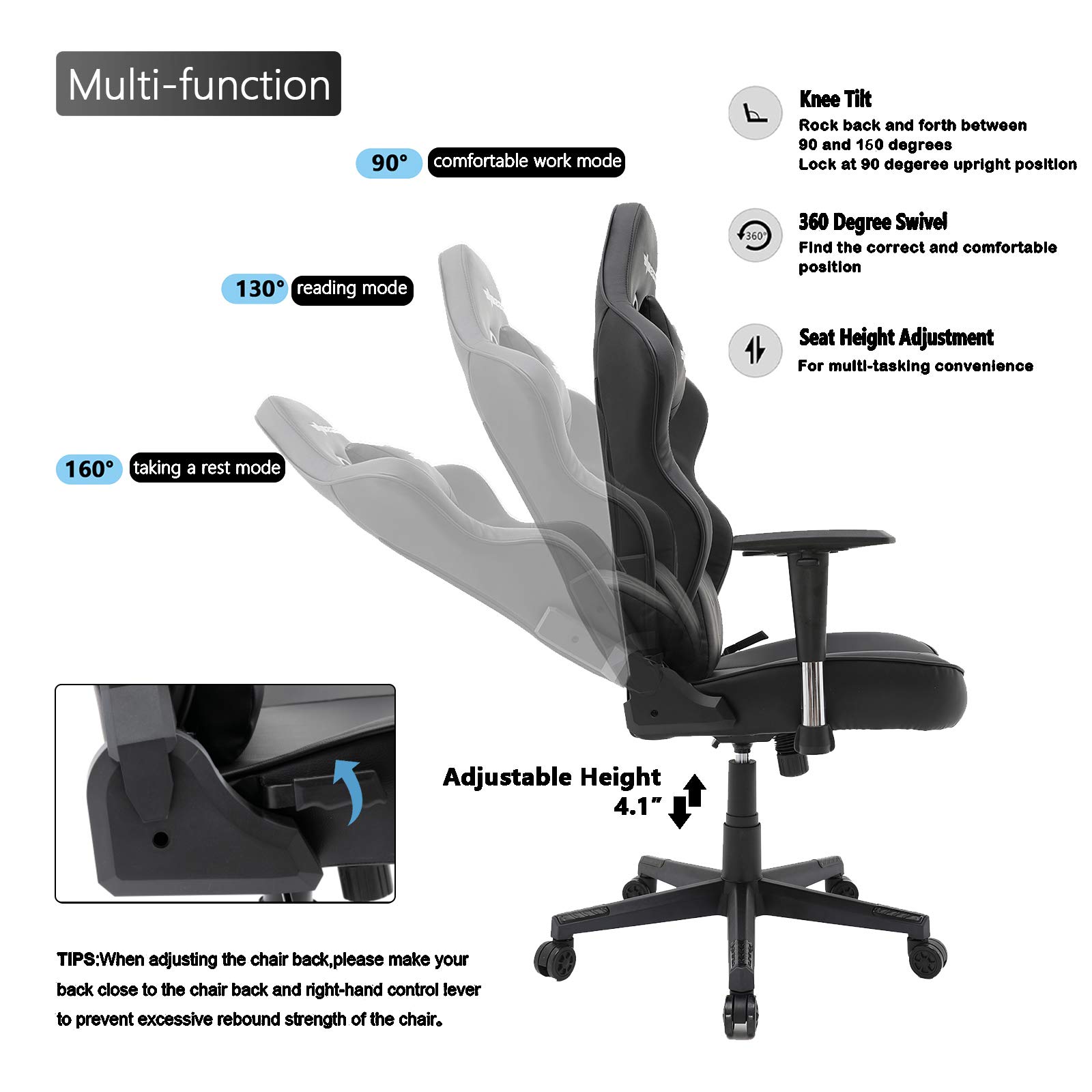 Gaming Chair Big and Tall Office Chair, Ergonomic Video Game Chair E
