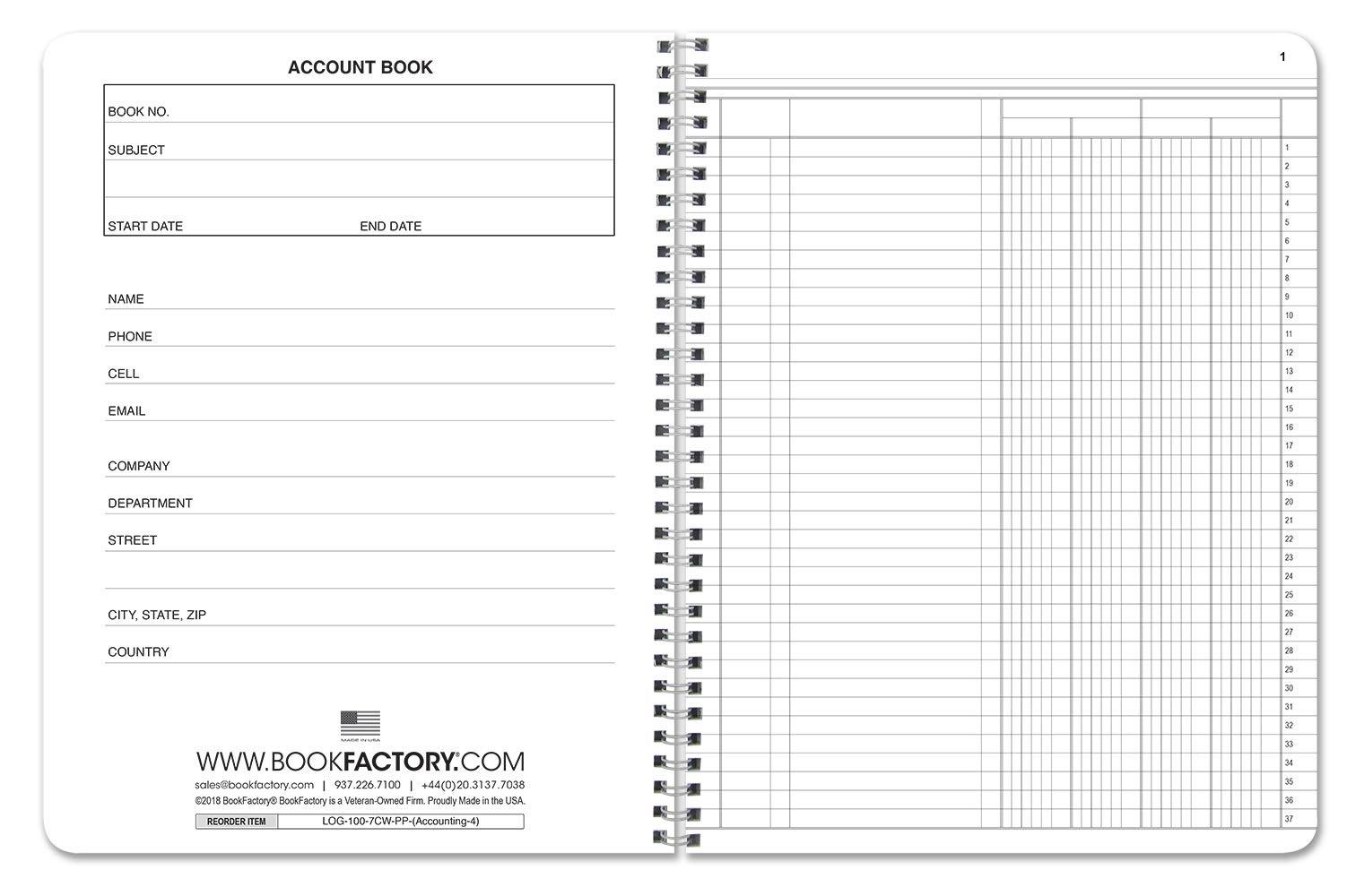 BookFactory Libro de cuentas de 4 columnas/libro de contabilidad/cuaderno de contabilidad (formato de libro de 4 columnas), 168 páginas, 8 x 10 pulgadas, cubierta color burdeos, tapa dura cosida Smyth
