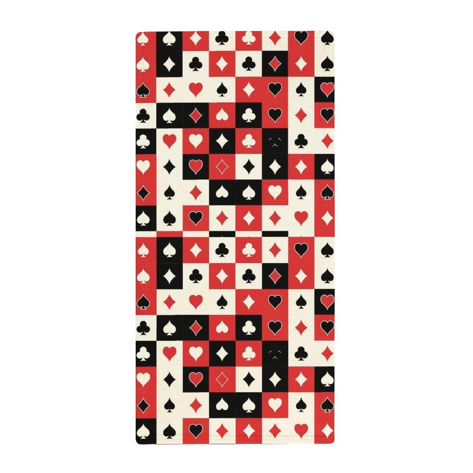 Anceky Ultra-Light Camp Towels, Grid Poker Playing Cards Quick-Dry Absorbent Towels for Travel, Gym & Fitness Routines