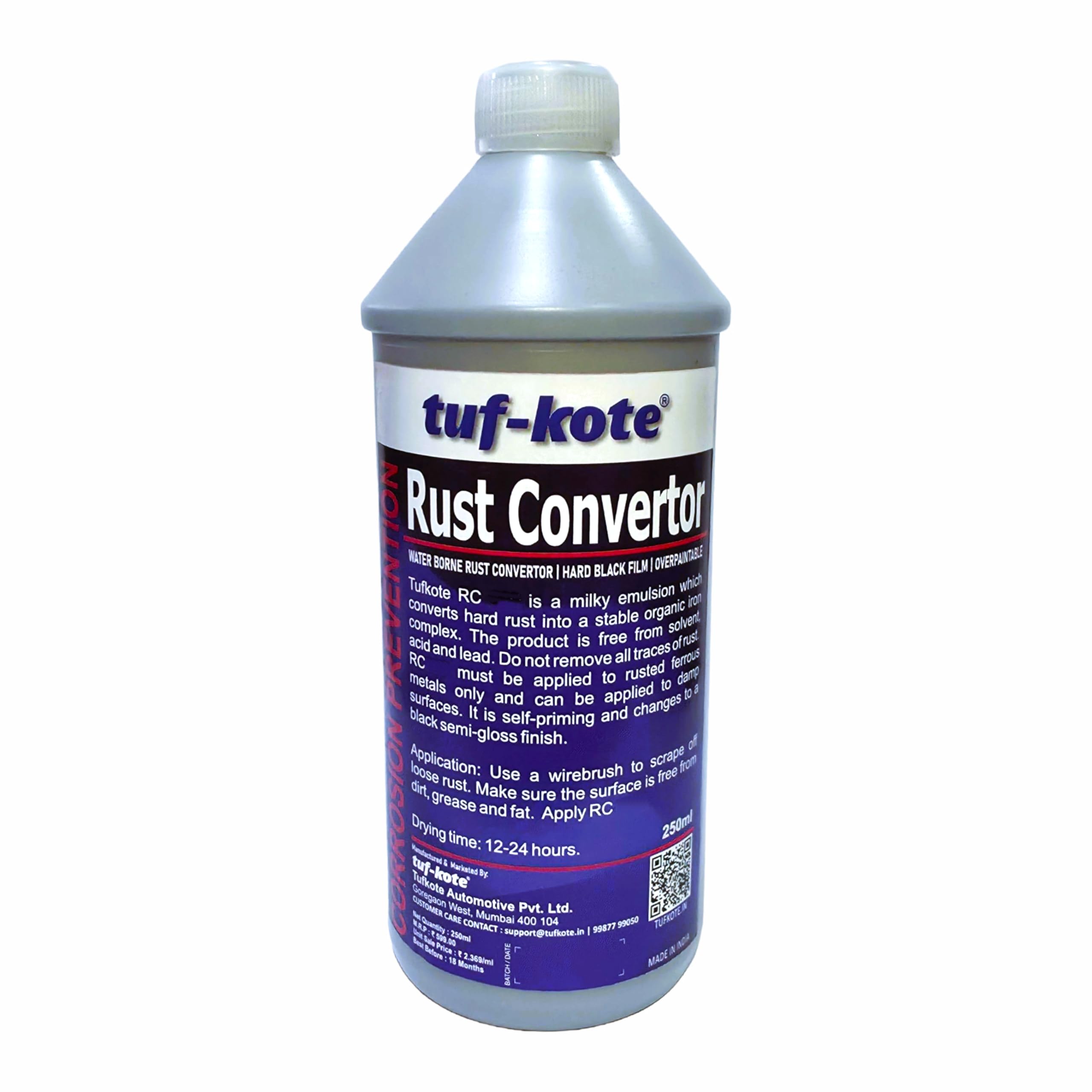 tuf-kote® CONVERUST RC800 Water-Based Rust Converter Primer All-in-One, Ultimate One-Step Solution to Convert Rusted Metal Surfaces & Prevent Further Rusting [250ML]-image-30