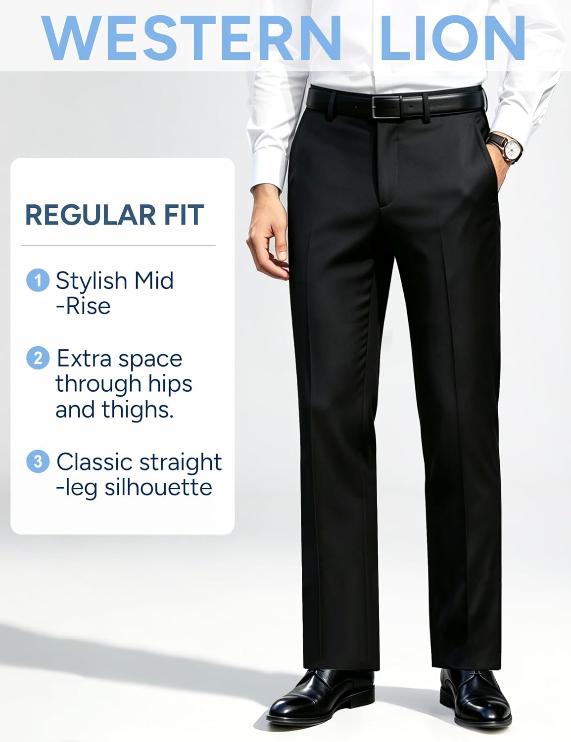 Men's 4-Way Stretch Dress Pants With 2-Inch Expandable Waist Wrinkle-Free
