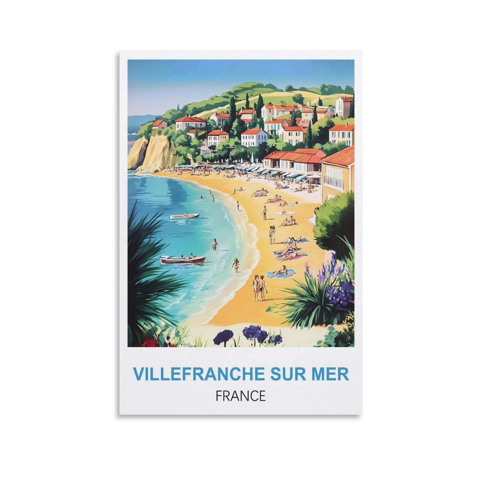 EZMLFA 5D Diamond Art Kits Adults,Villefranche Sur Mer France,Gem Art,Crystal Kits Round Drill for Home Wall Decor Gifts,Women,Men 50x60cm