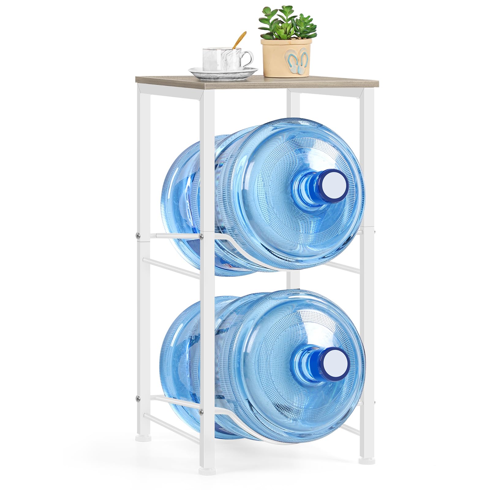 Water Jug Holder 5 Gallon Water Bottle Holder With Top Shelve 2 Tier Water Cooler Storage Rack Heavy Duty Water Dispenser Stand for Kitchen Living