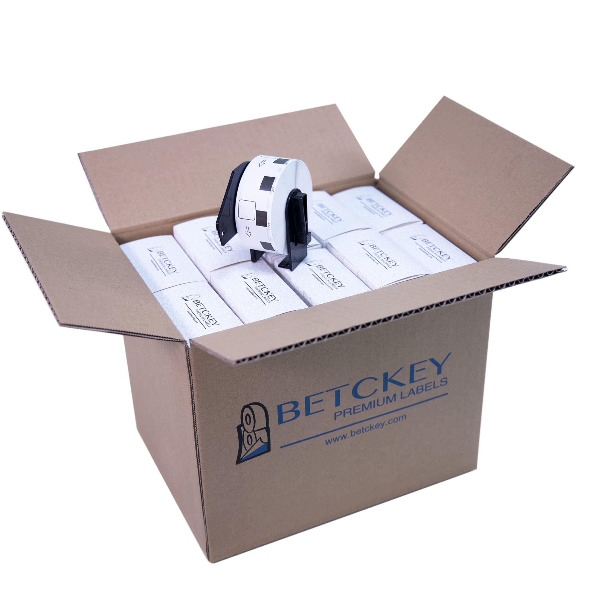 BETCKEY - 20 Rollos de DK-11221 Etiquetas Cuadradas Compatible con Brother, 23mm x 23mm, 20000 Etiquetas para Impresoras de Etiquetas QL