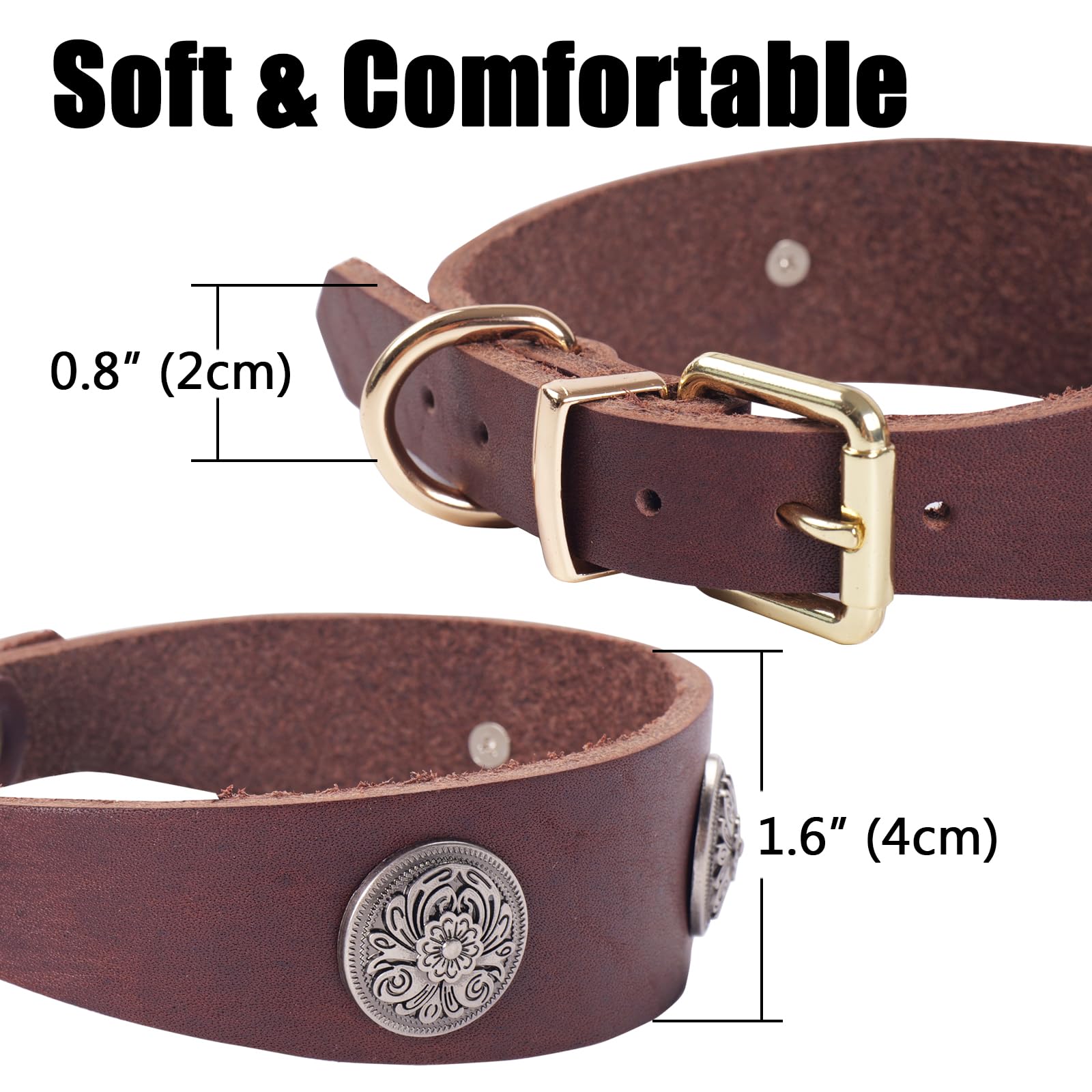 Leather Dog Collar,Strong Genuine Soft,Heavy Duty for small Medium Dog Breeds,More Suitable for Greyhound Greyhounds Whippets - Image 4