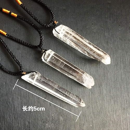 Miniatura 3 de Wixine Collar con colgante de péndulo de cristal de cuarzo transparente natural, 2 piezas, piedras preciosas de chakras curación, Piedra