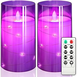 Sponsored Ad - NURADA 3"x5"Flickering Flameless Candles: Built-in Star String Lights, Unbreakable Glass Battery Operated L...
