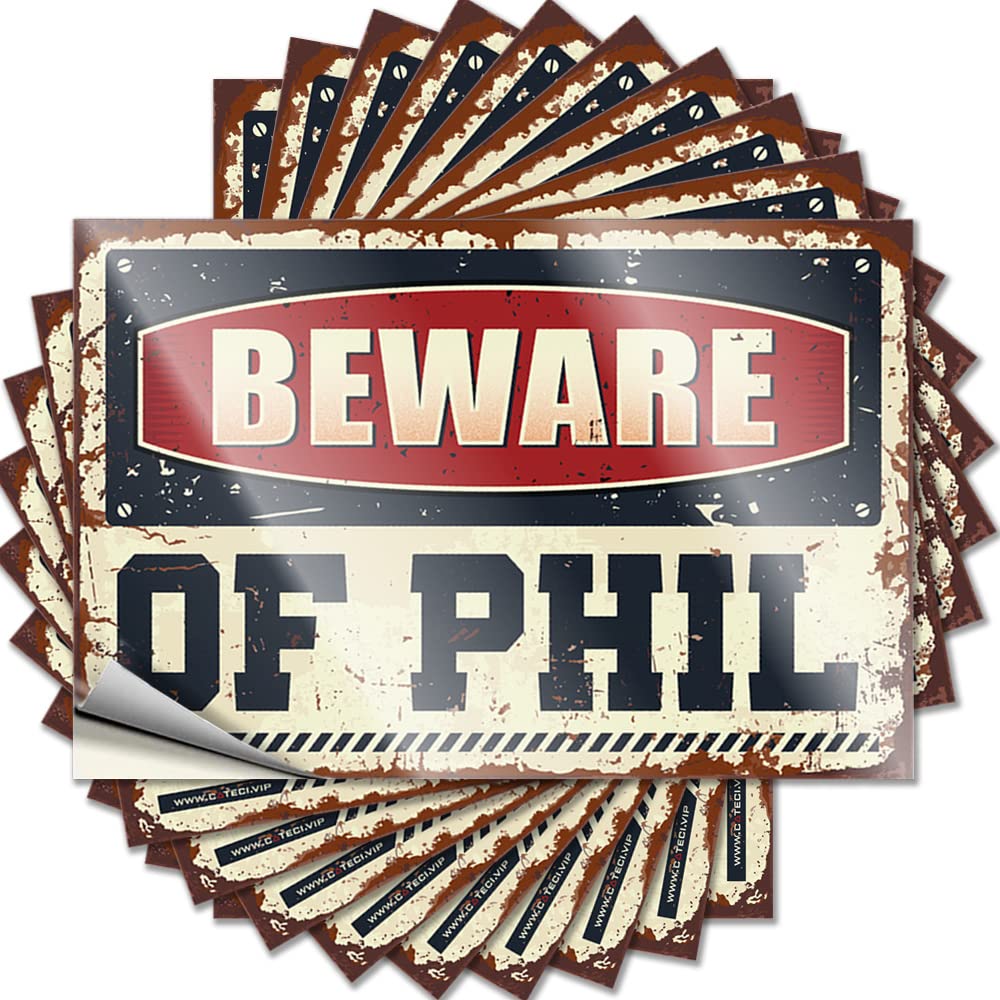Quote Tiki Peel and Stick - Beware of Phil Sweet Glitter Waterproof Vinyl for Bathroom(12X18CM)