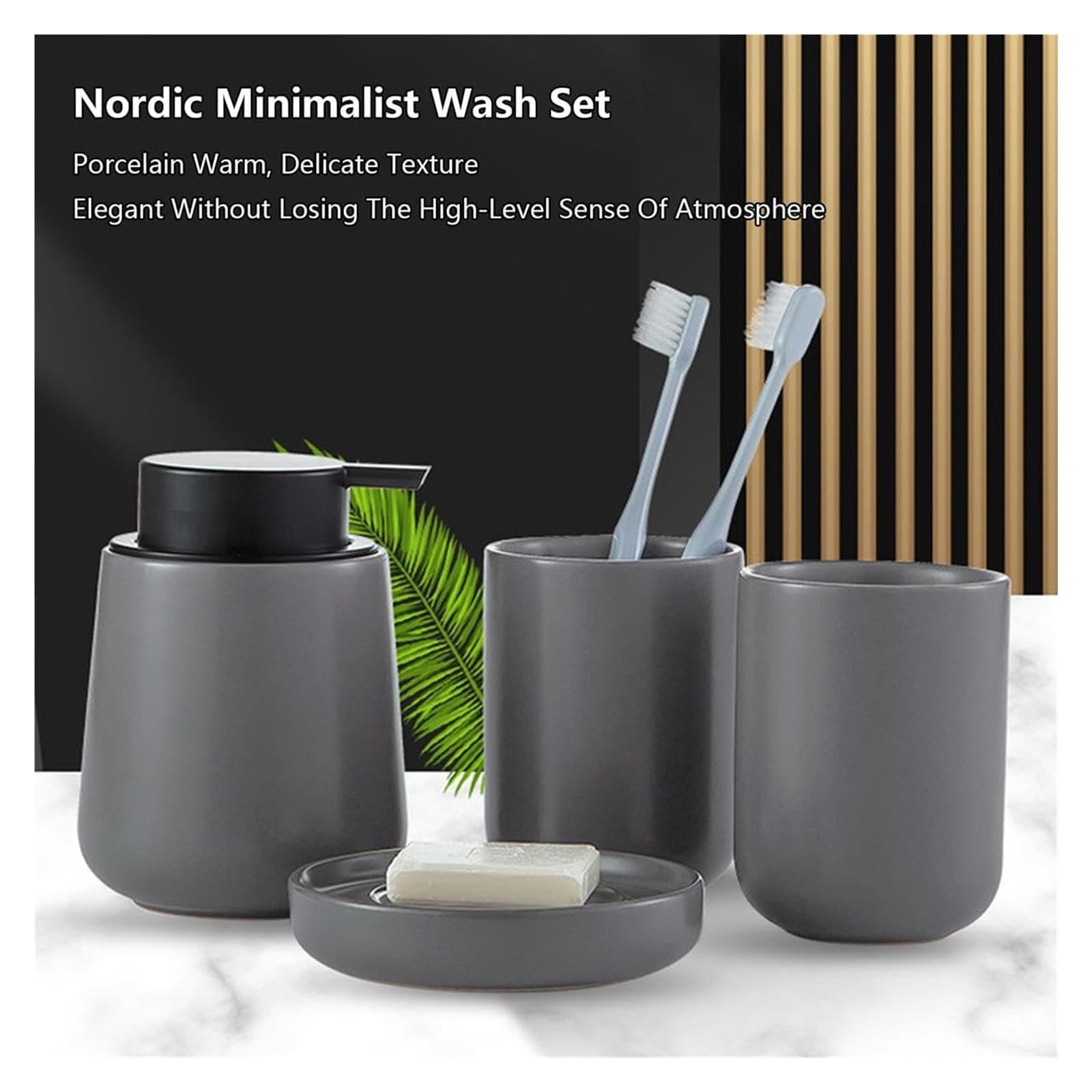 Set di accessori for il bagno,Set di accessori for il bagno in ceramica,Set di accessori for il bagno completi,Set for lavabo da bagno moderno da 4 pezzi for l'arredamento del bagno,Include bicchiere,