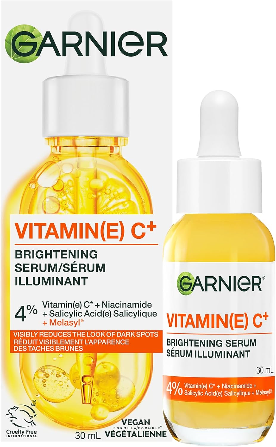 Garnier Vitamin C Serum for Face, With 4% Niacinamide, Salicylic Acid & Melasyl, Brightening, Anti-Dark Spot Serum, For All Skin Types, Even Sensitive, For Dull, Tired Skin, 30mL
