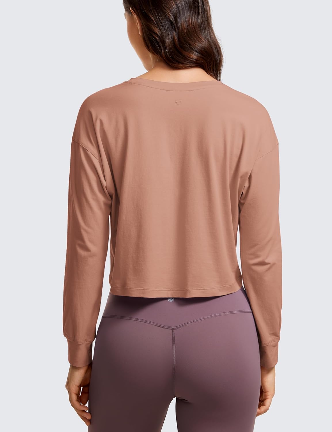 CRZ YOGA Womens Pima Cotton Workout Long Sleeve Shirts Loose Athletic Yoga Tops Basic Casual Fall Crop T-Shirts