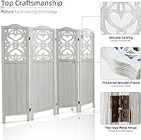 Vista 5 de Panel divisor de habitación de 4 paneles, pared divisora de habitación de 5.6 pies de alto y pantalla de privacidad plegable, panel divisor de pared