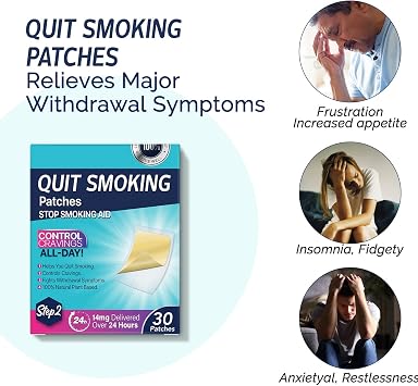 Quit Smoking Patches Step 2, Step 2 to Quit Smoking, 14mg Delivered Over 24 Hours, Smoking Aid to Help Quit Smoking 30 Patches