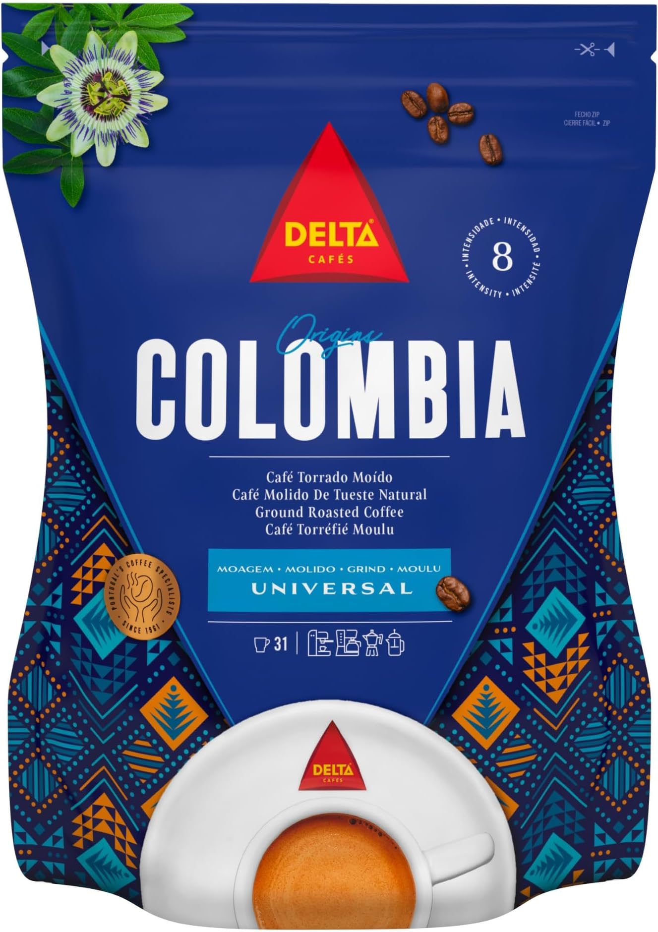 Delta CafésColombia Ground Coffee, Smooth and Delicious Medium Roast Coffee, Espresso Machine Compatible, Universal Grinding 7.76 Ounces (Pack of 3)