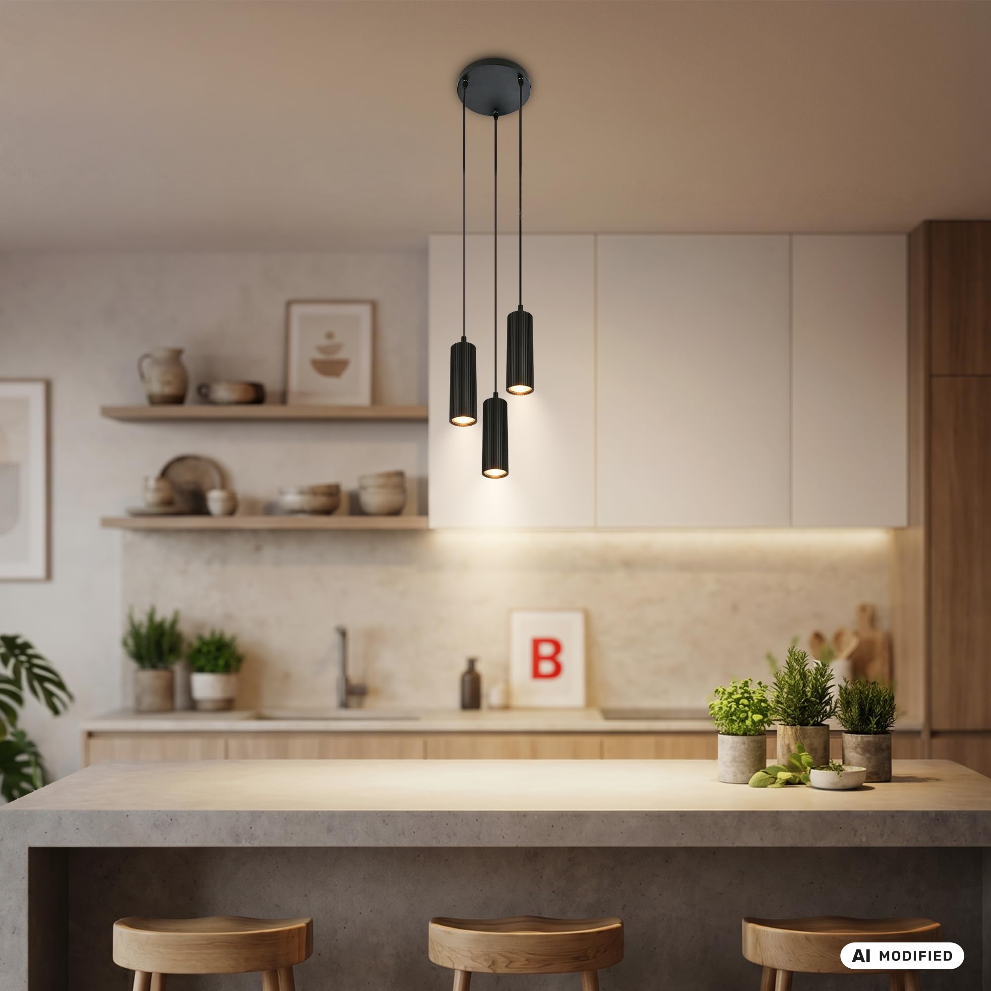 Briloner - Lampadario A Sospensione 3 Luci GU10 Regolabile Nero 120 cm