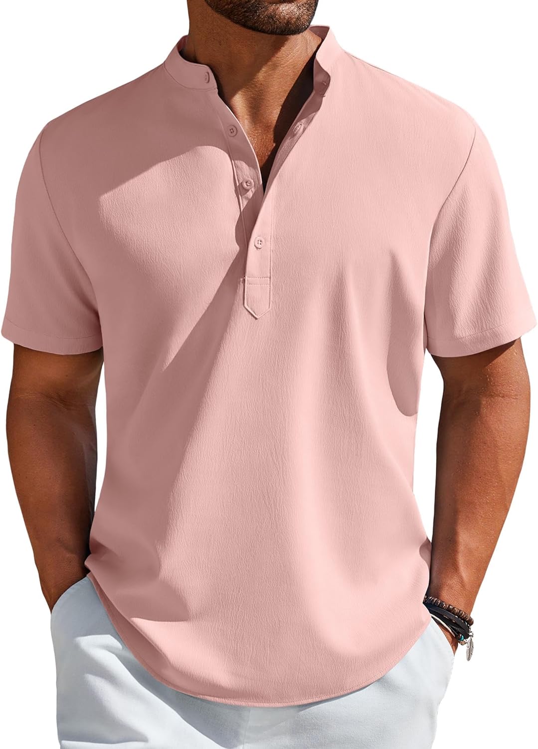 COOFANDY Men's Henley Shirt Short Sleeve Casual T-Shirt Summer Beach Hippie Henley Tee Shirt