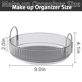shuang qing Rotating Makeup Organizer for Vanity, High-Capacity Skincare Clear Make Up Storage Perfume Organizers Cosmetic Dresser Organizer Countertop 360 Spinning (Gray, 1 Tier)