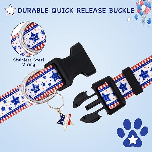 Miniatura 4 de Athbavib Collar de perro con la bandera estadounidense para machos y hembras, collares patrióticos para perros con colgante, ajustable, divertido