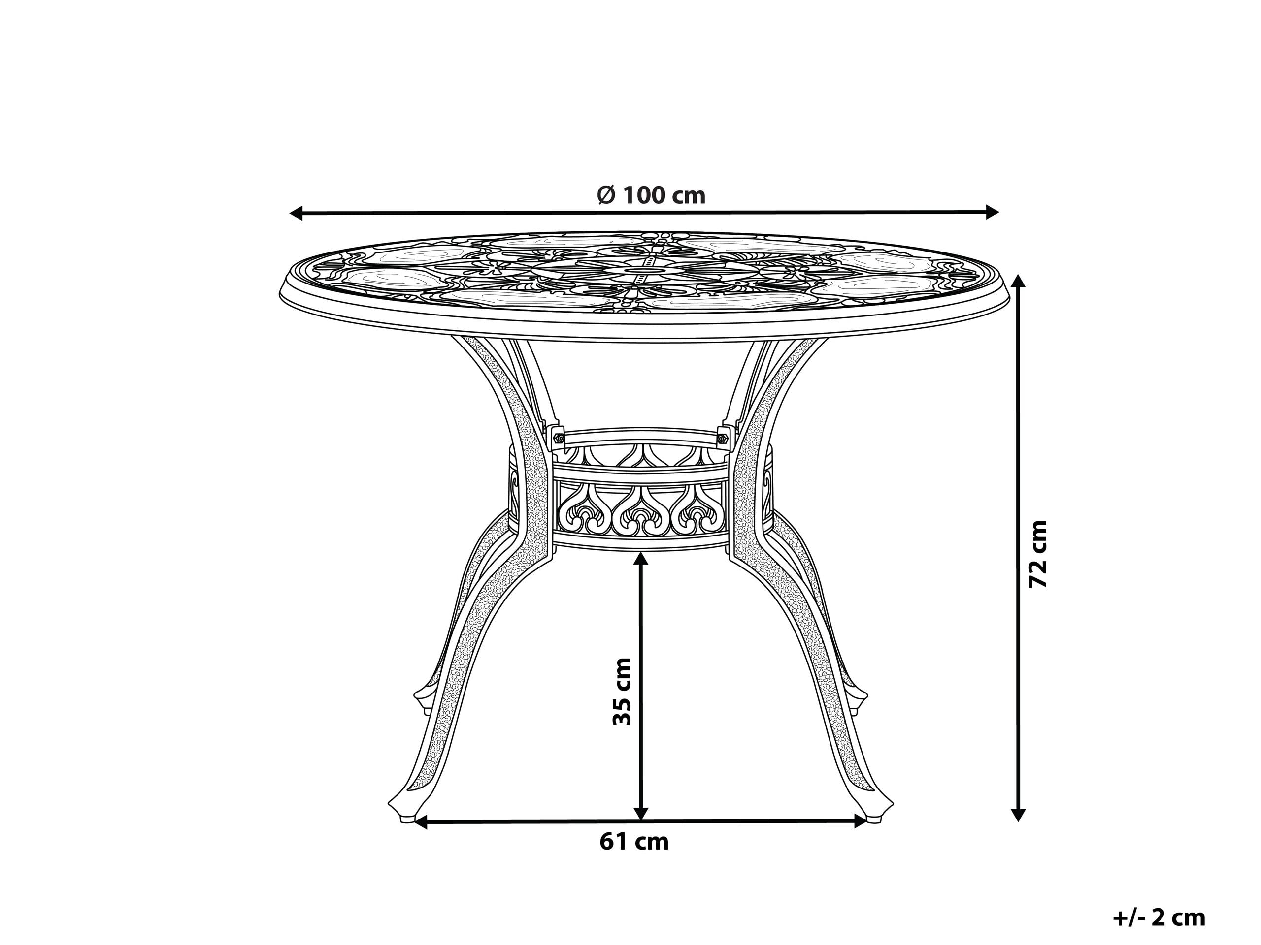 Stół ogrodowy ciemnobrązowy aluminiowy okrągły otwór na parasol ø 100 cm Sapri