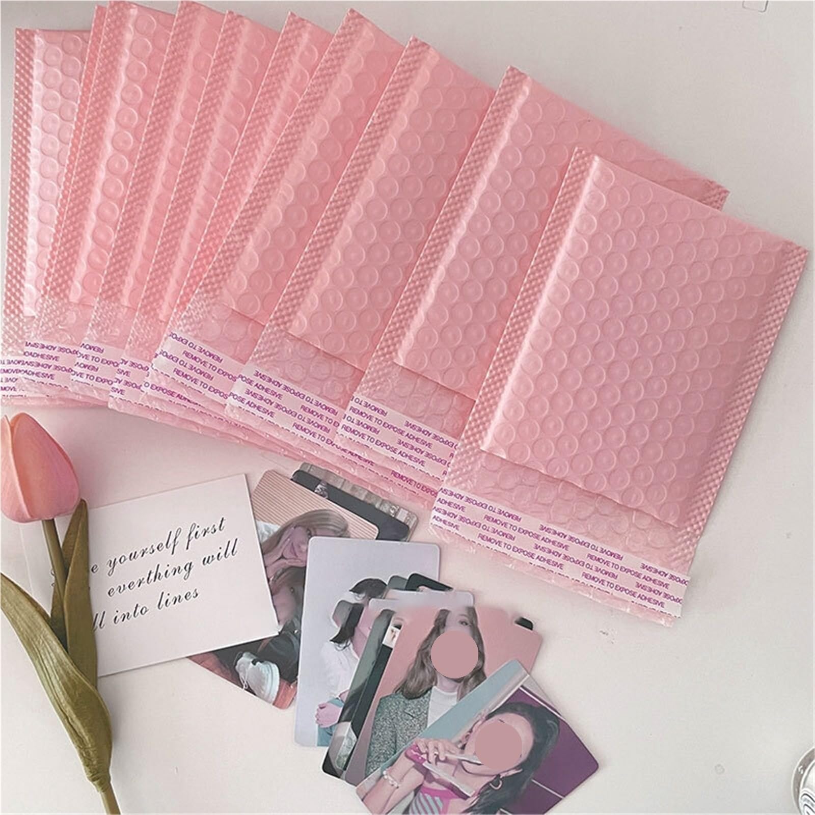 100 pezzi buste imbottite in polietilene rosa da con chiusura automatica borse imballaggio nere for il libro per Imballaggio(Pink,15X18cm)
