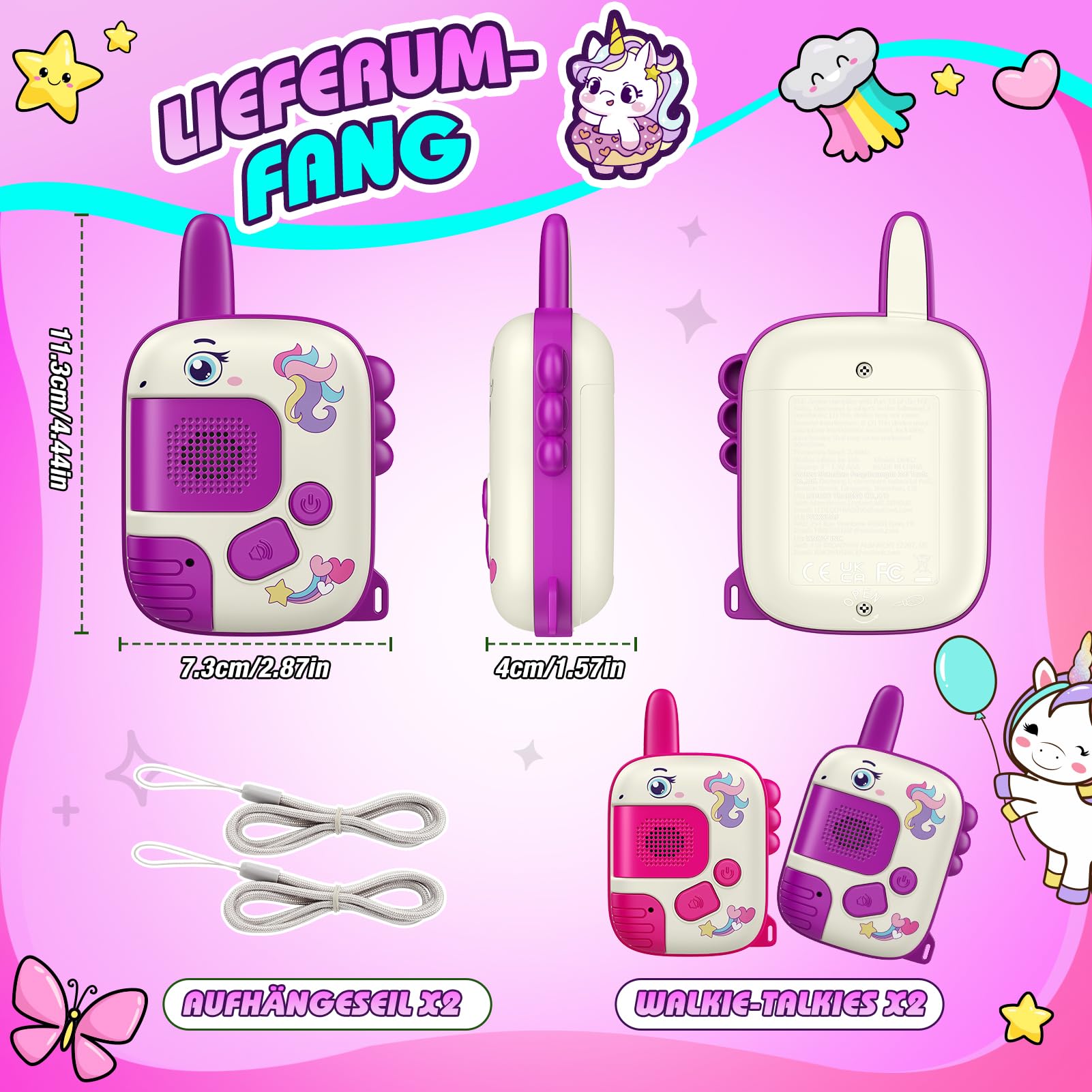 Walkie-Talkie Bambini, Regalo Bambina 3-8 Anni Walkie Talkies Giochi Bambina 3 4 5 6 7 Anni Giocattoli Giochi Esterno Bambina Giocattoli Bambina 4-6 Anni Unicorno Regalo di Pasqua