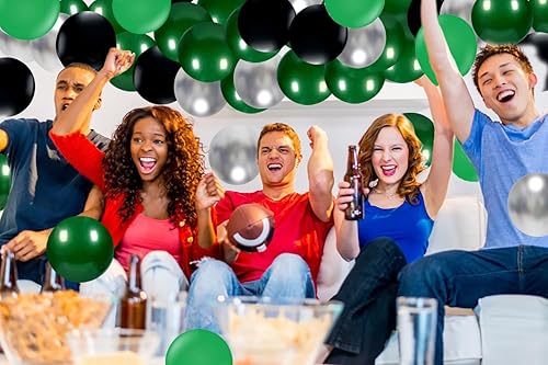 Miniatura 4 de Globos retro verdes y negros, 123 globos de fútbol plateado verde oscuro y negro para baby show footall, fiesta de fútbol, fiesta de cumpleaños,