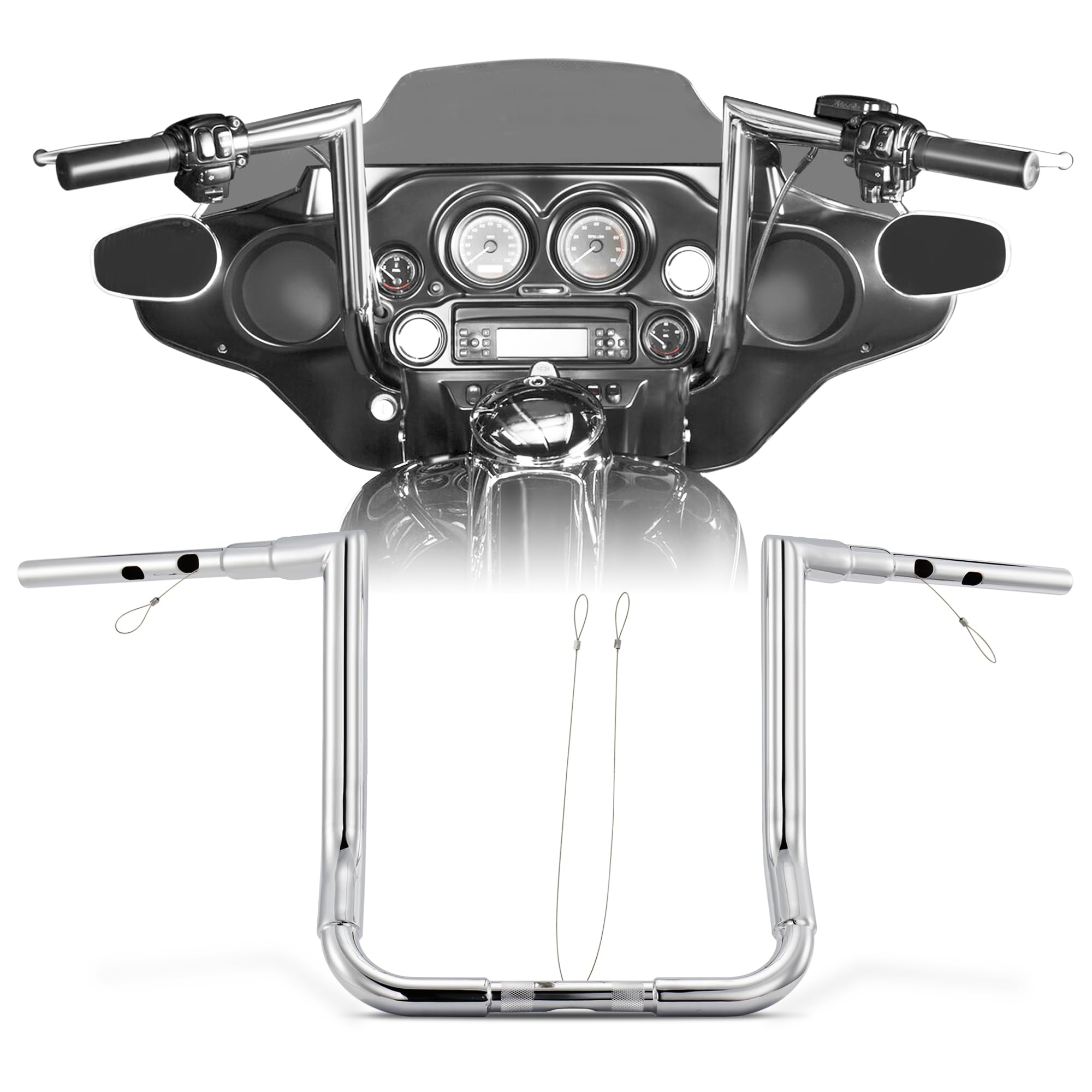 View 1 of 1 1/2 Inch 2024-up Street Glide Handlebar 10" Rise, Chrome