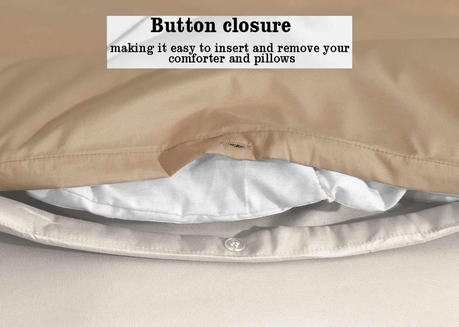 Ev Dekor Single Duvet Cover Set - Reversible Brushed Microfiber Bedding- Plain Dye Quilt Cover with Pillowcase - Mink/Cream - Image 4