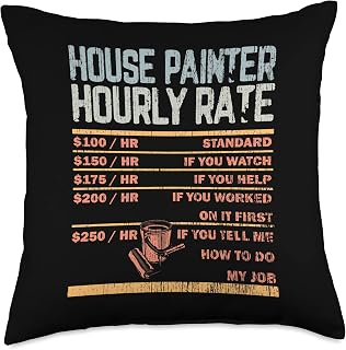 Vintage House Painter Hourly Rate House Painting Professions Throw Pillow