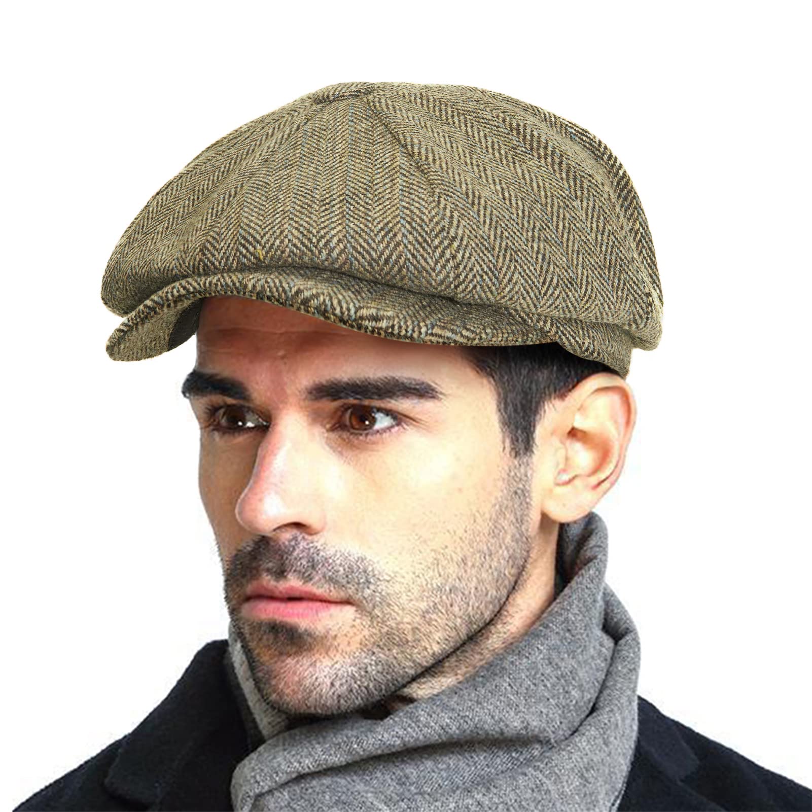 Fashion Men’s Classic Newsboy Gatsby Hat Blend Wool Vintage Flat Ivy Cabbie Cap Boyfriend Gifts(Medium/Large/X-Large)