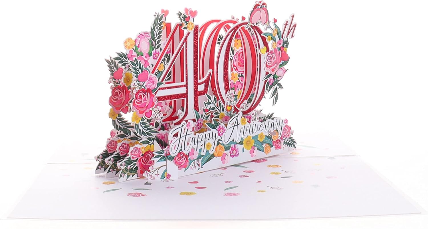 iGifts And Cards Happy 40th Milestone Anniversary 3D Pop Up Greeting Card, Perfect Couple, Elegant Wedding, Marriage - Image 4