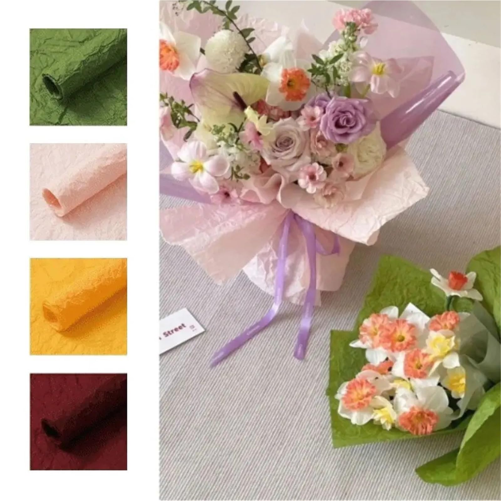 Carta Velina Carta da regalo con fiori dal design pieghettato | 10 morbidi bonquet usa e getta decorativi fai da te, confezioni regalo floreali for matrimoni(04)