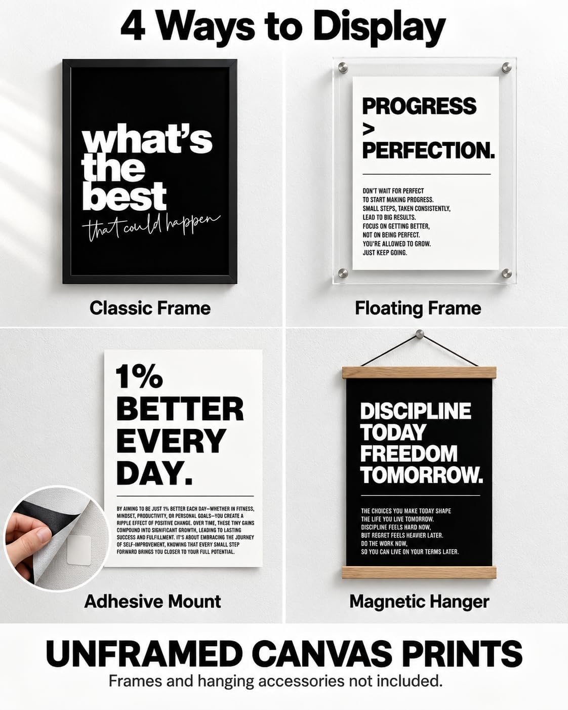 Motivational Office Wall Art Set of 6, Canvas Prints, 8x10 Inch Unframed image 5