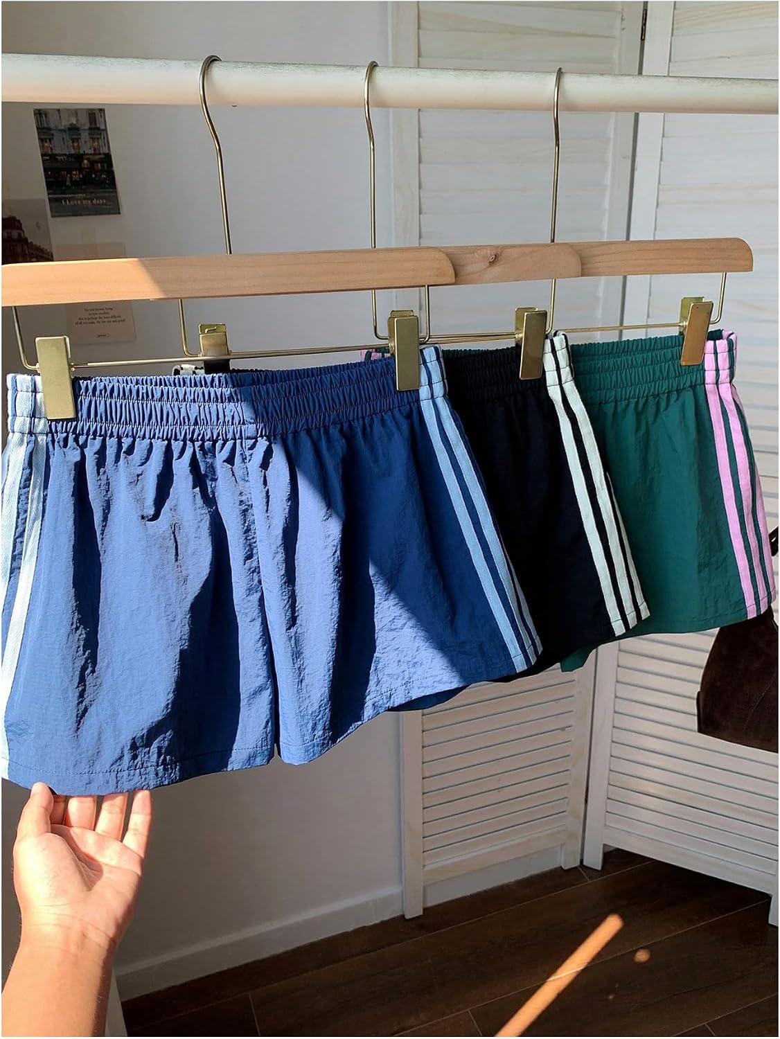 MakeMeChic Women's 3 Pack Striped Track Shorts Y2k Elastic Waist Sports Sweat Shorts