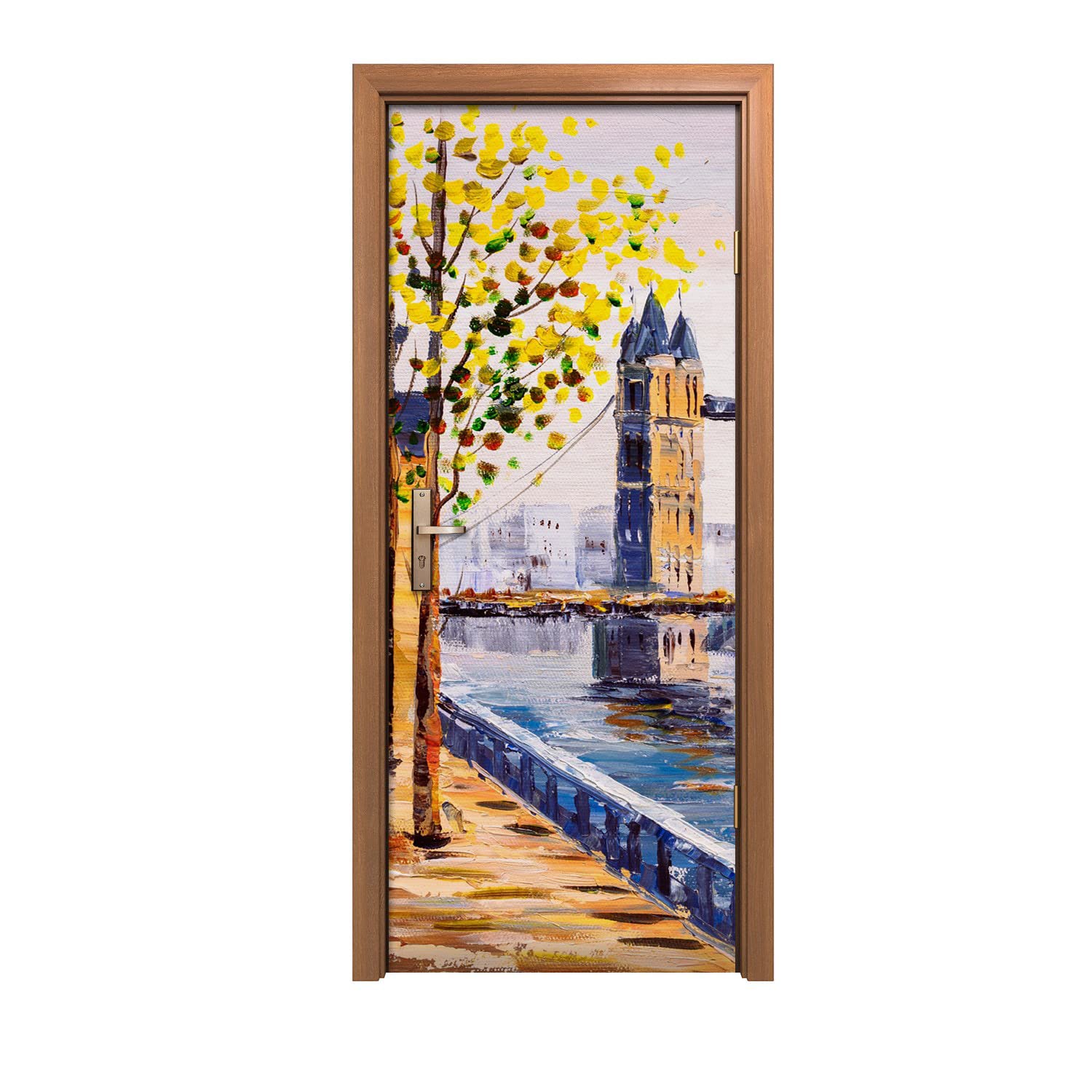 Autocollant de porte design d'intérieur ville 90x200cm sticker pour murale décoration