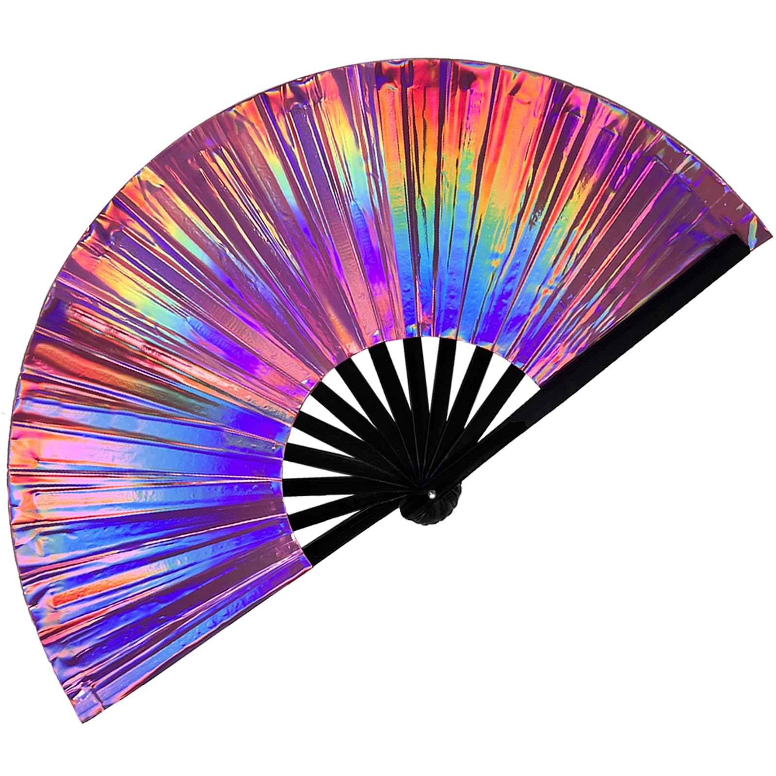 Ventaglio Pieghevole Grande Con Fantasia Petali – Fluorescente Sotto Luce UV – Per Festival, Rave, Carnevale