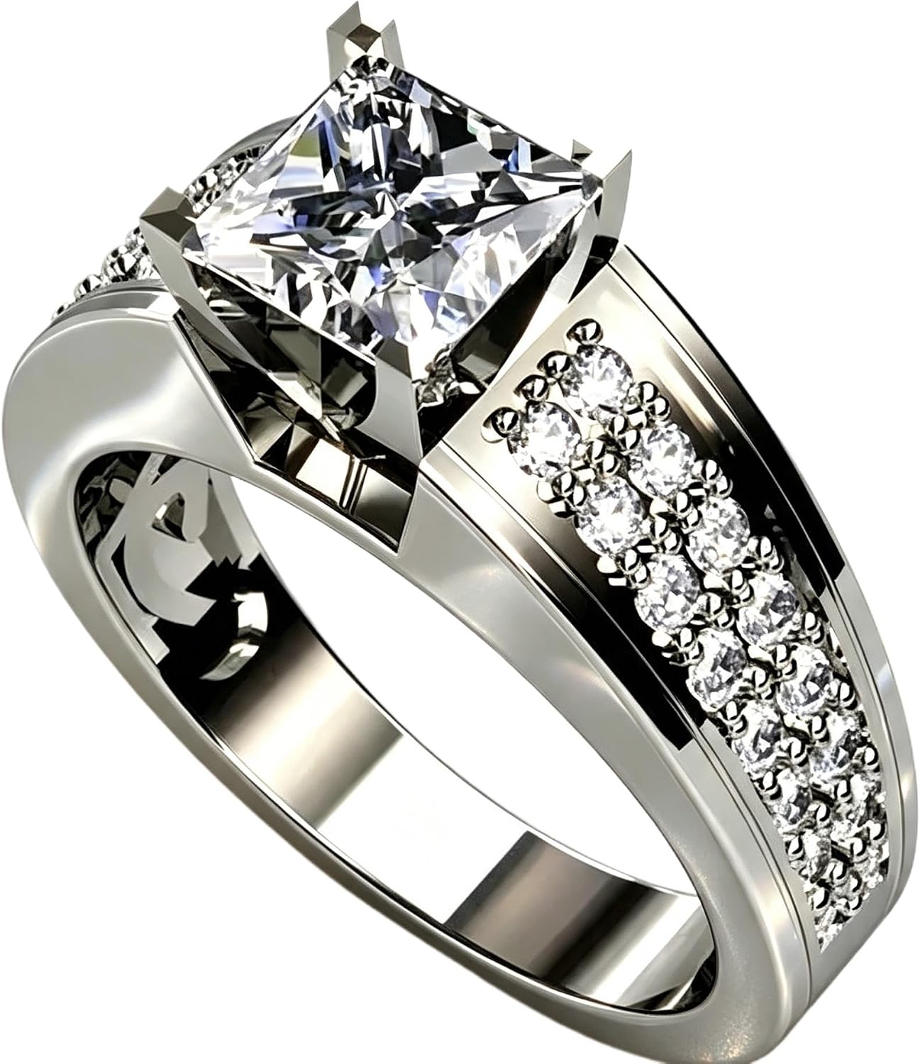 Princess Cut Cubic Zirconia Ring for Women – Gold Plated Solitaire Design, Engagement Look Statement Jewelry Gift for Her, Birthday & Anniversary Present for Wife, Best Friend or Sister