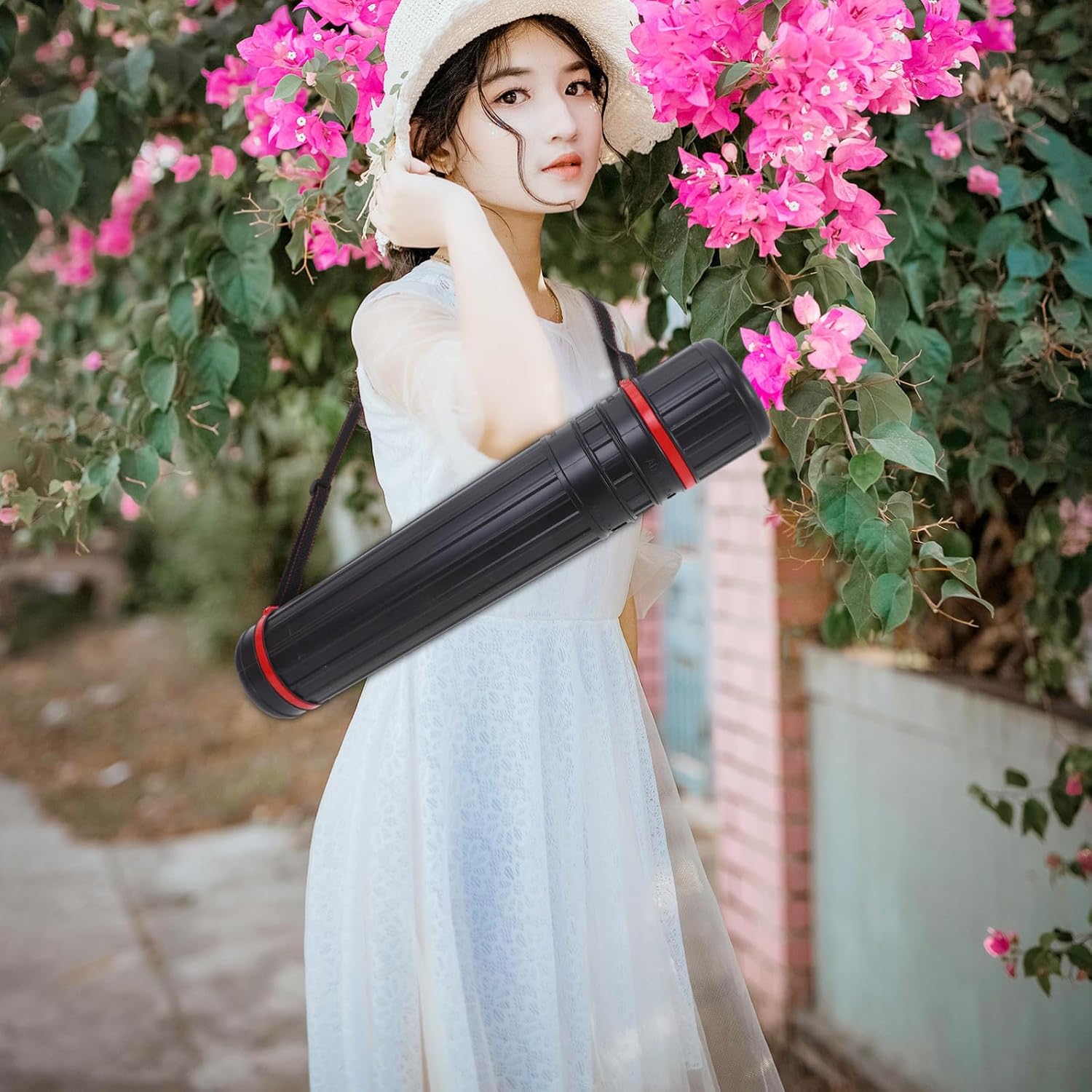 Expandable Hard Plastic Mailing Tube 10.5cm X 90cm with Adjustable Strap for Poster, Blueprint, Artwork Storage and Travel Transport