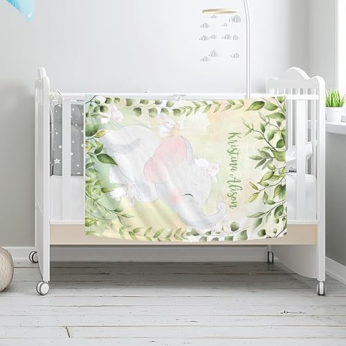 Miniatura 2 de Seamaid Manta personalizada con nombre de bebé, manta personalizada para bebés niñas y niños, acogedora manta de elefante para bebé, manta