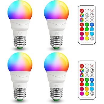 Light bulb with remote control colour changing LED lamp.