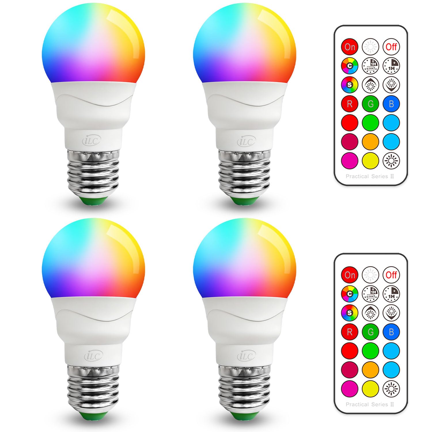 ILC RGB LED Color Changing Light Bulb 40W Equivalent 450LM 2700K Warm White 5W E26 Screw Base RGBW