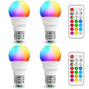 ILC RGB LED Color Changing Light Bulb 40W Equivalent 450LM 2700K Warm White 5W E26 Screw Base RGBW